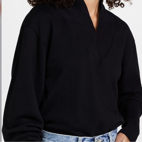 Agolde Deep V-Neck Black Sweatshirt - Picture 1 of 10